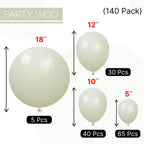 PartyWoo Sage Green Balloons 140pcs – 18/12/10/5in Latex Balloon Arch Kit for Weddings & Parties