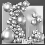 PartyWoo Silver Balloons 100 pcs – Arch Kit in 36/18/12/10/5 in Silver for Birthday, Graduation & More