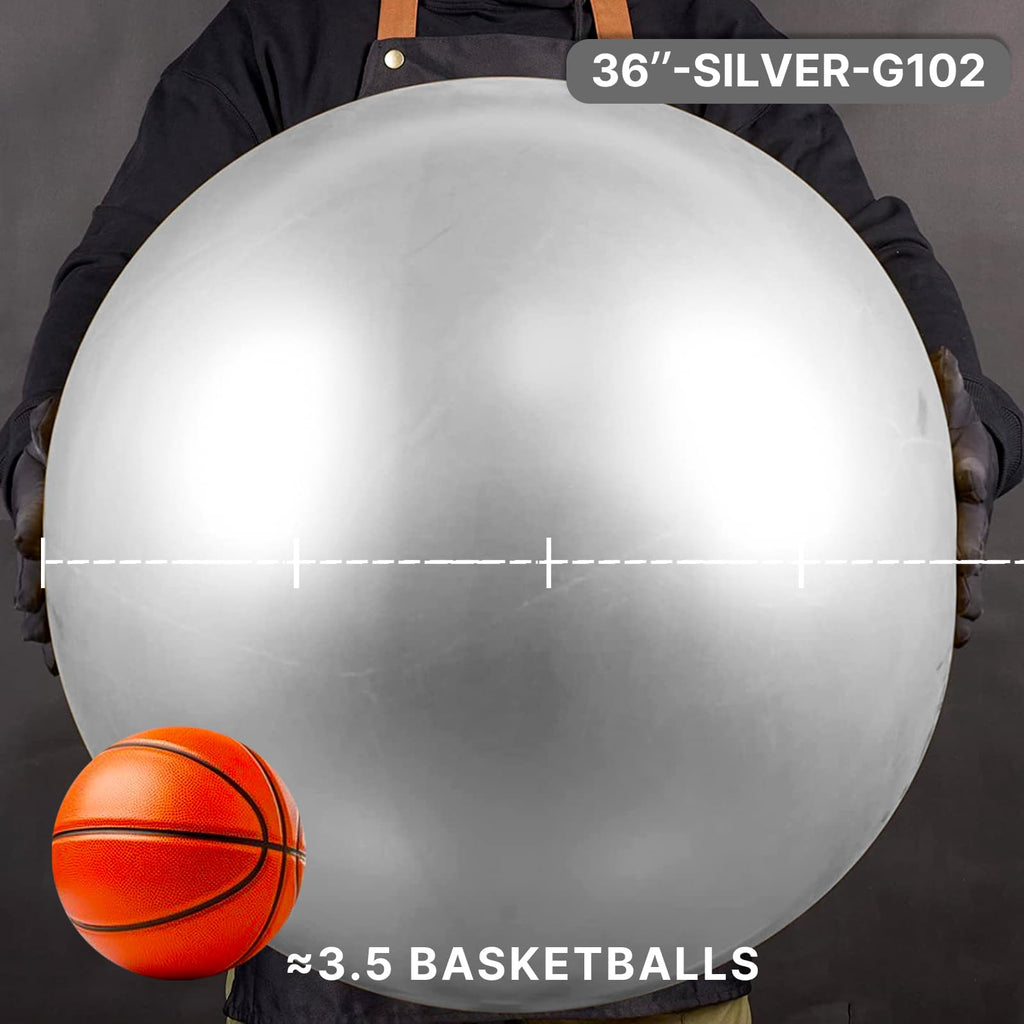 PartyWoo Metallic Silver Balloons 36-inch Giant 4-Piece Set – Weddings, Graduations & Celebrations