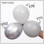 PartyWoo Metallic Silver Balloons — 85pc Pack (18in/12in/10in/5in) for Balloon Garlands & Arches