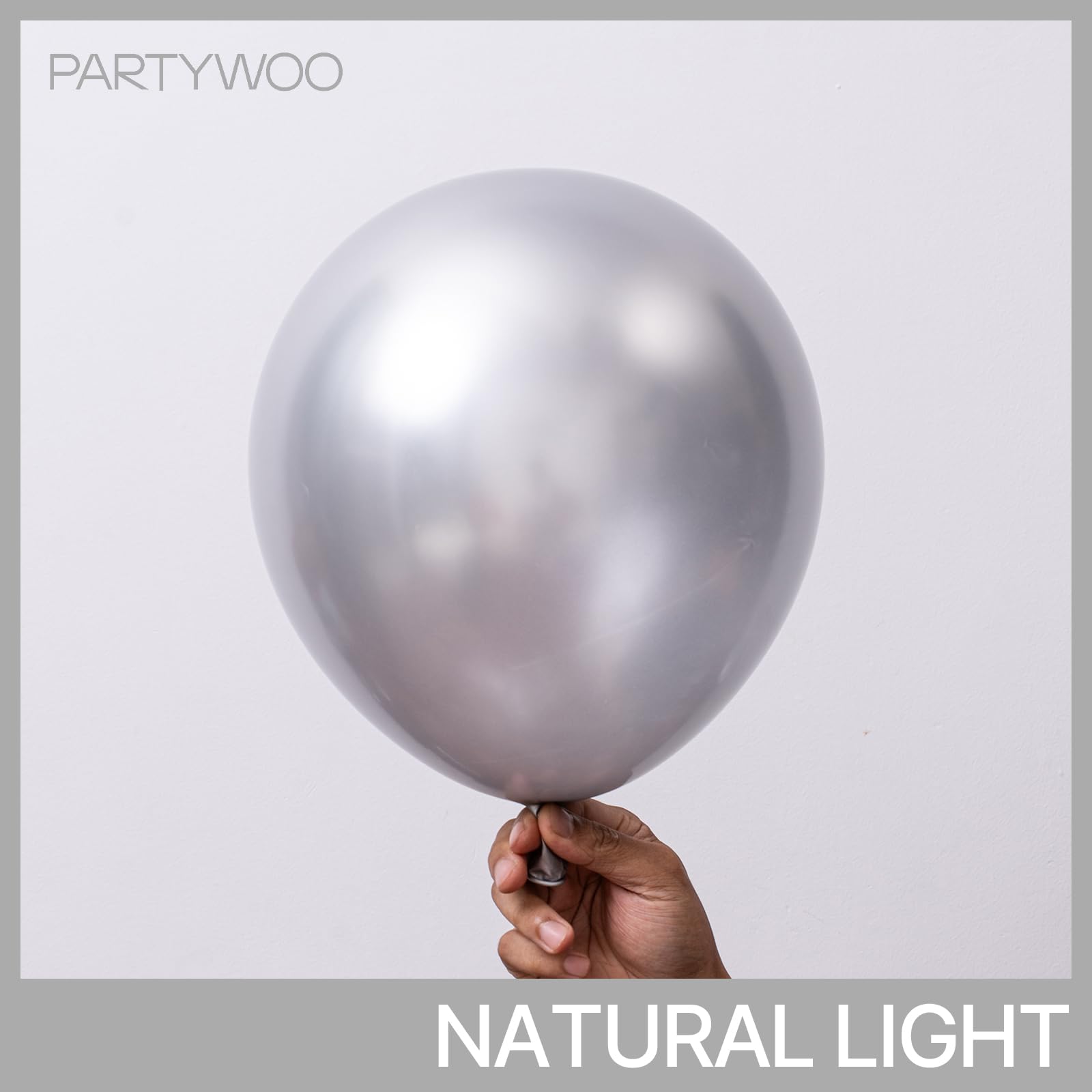 PartyWoo Silver Balloons 155 Pcs Arch Kit – 18/12/10/5in for Birthday, Graduation & Weddings