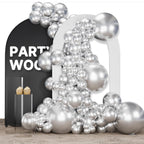 PartyWoo Silver Balloons 155 Pcs Arch Kit – 18/12/10/5in for Birthday, Graduation & Weddings