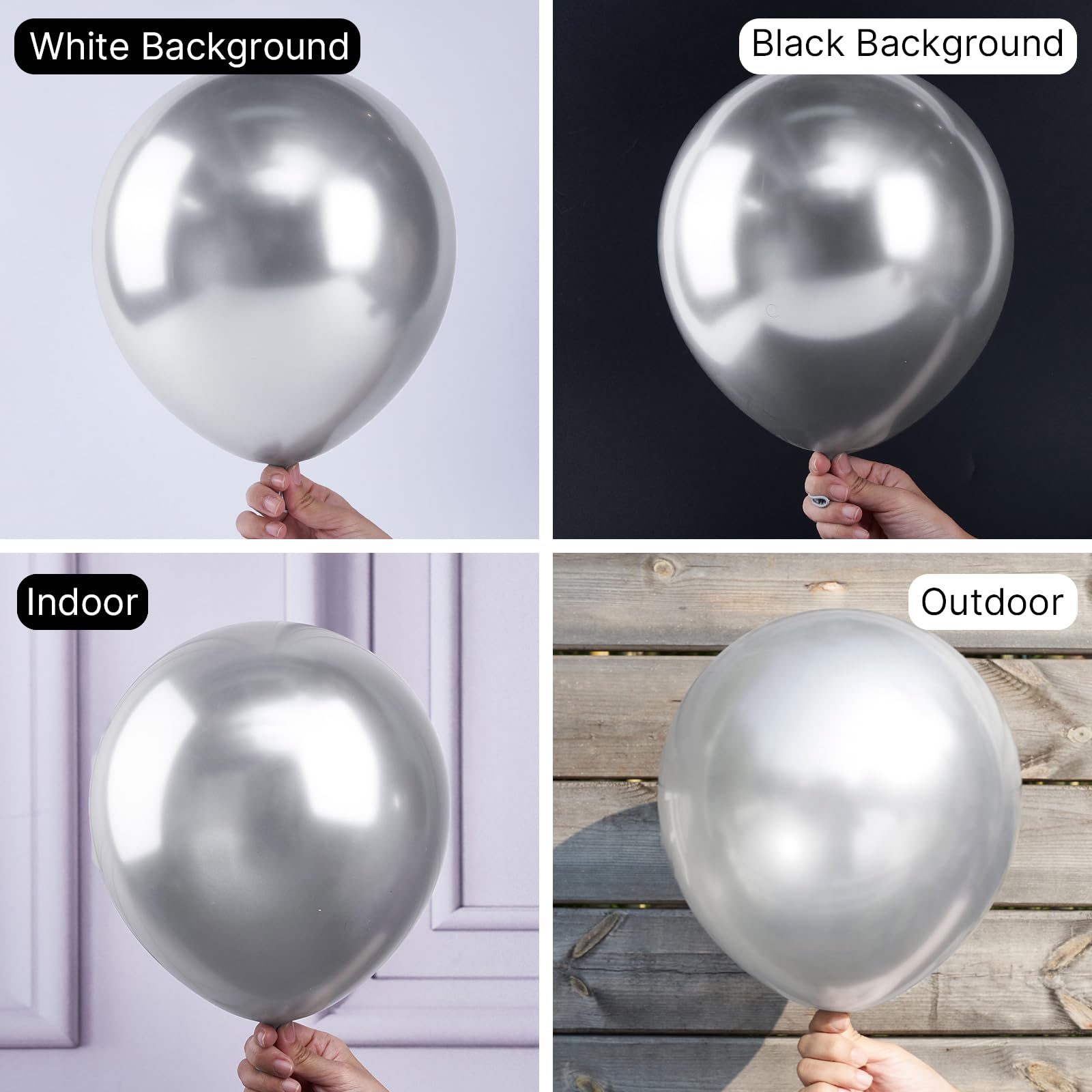 PartyWoo Metallic Silver Balloons – 50 Pack, 12-Inch Latex
