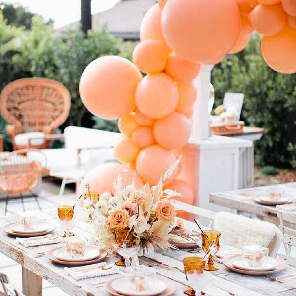 PartyWoo Peach Balloons 140pcs – Light Orange & Blush Pink Latex Arch Kit