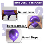 PartyWoo Metallic Purple Balloons – 50pcs, 12-inch Chrome Latex for Mardi Gras, Weddings & Parties