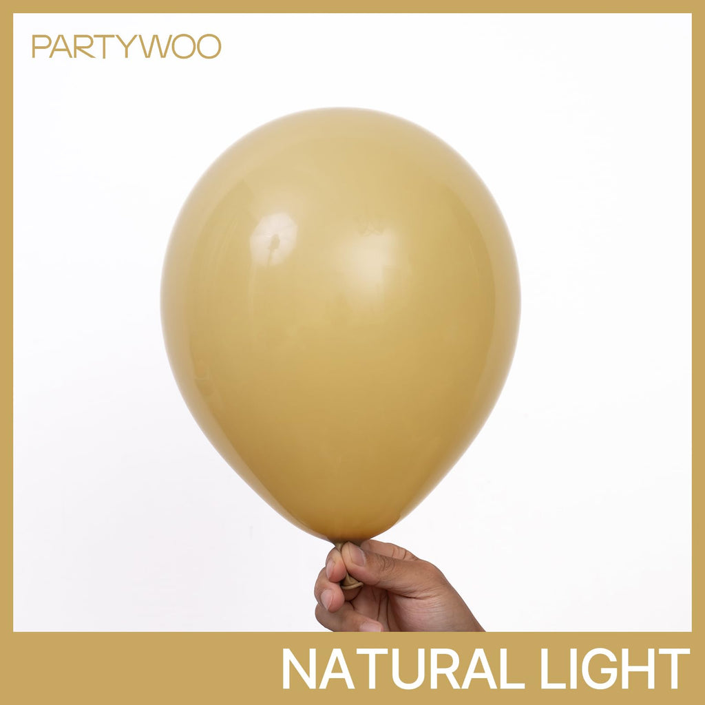 PartyWoo Tan Balloons 140pcs – 18/12/10/5in Neutral Boho Balloon Arch Kit for Wedding, Baby Shower, Safari