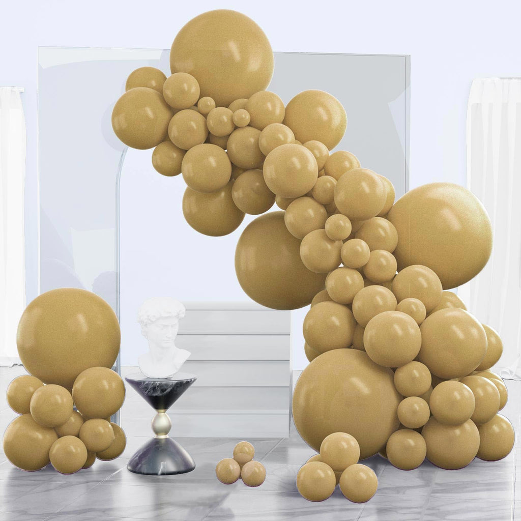 PartyWoo Tan Balloons 140pcs – 18/12/10/5in Neutral Boho Balloon Arch Kit for Wedding, Baby Shower, Safari