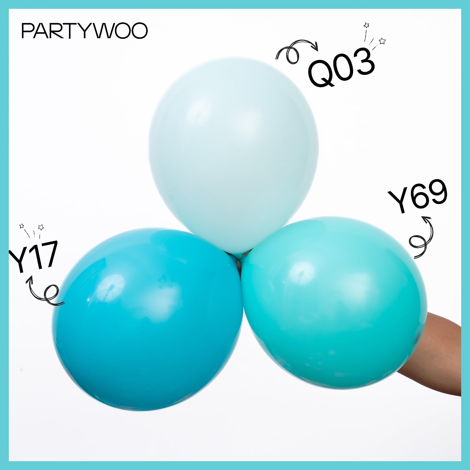 PartyWoo Teal Balloons 50 Pack 12in – Turquoise Aqua Blue Party Decor
