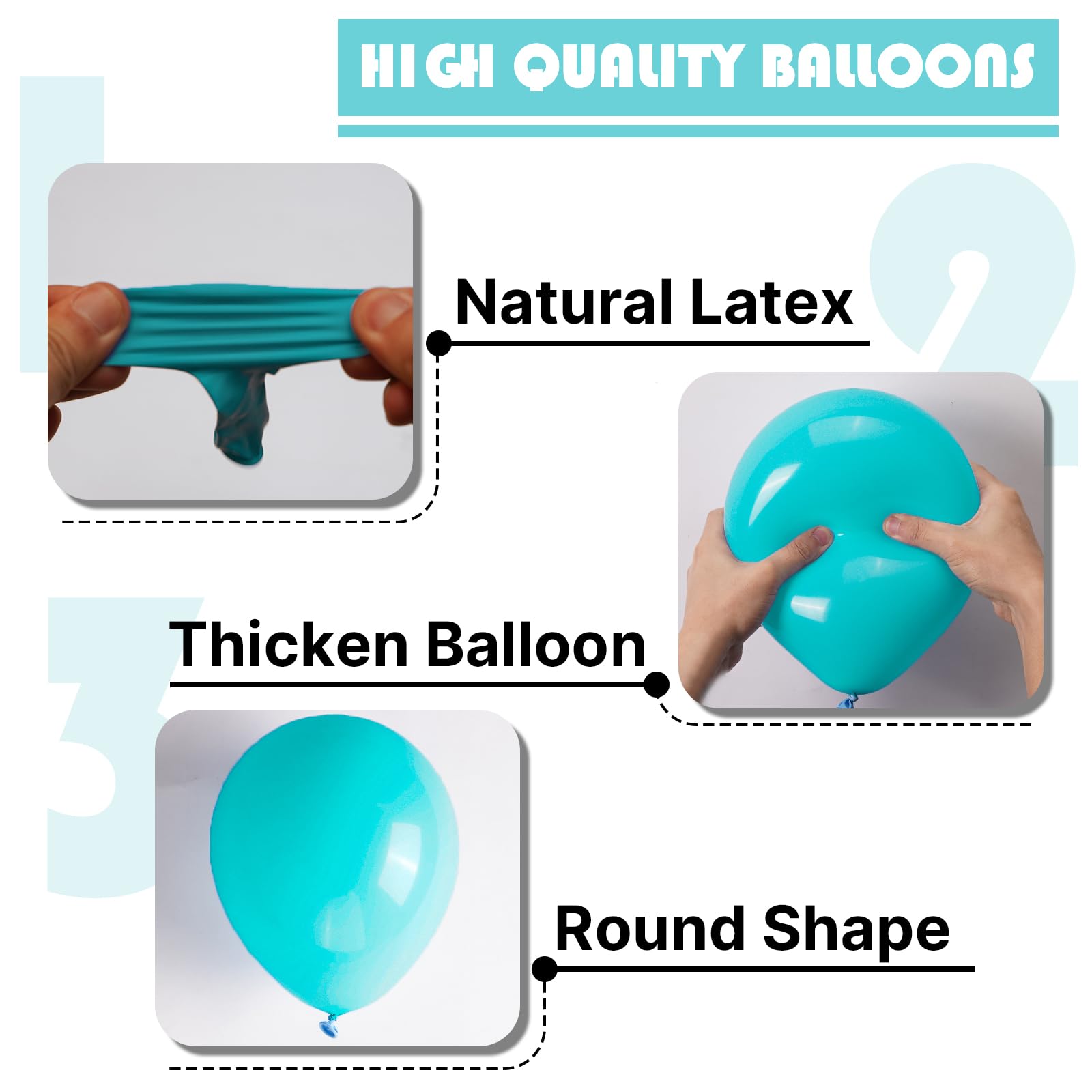 PartyWoo Teal Balloons 100pcs - 12in Turquoise Latex for Party Decor