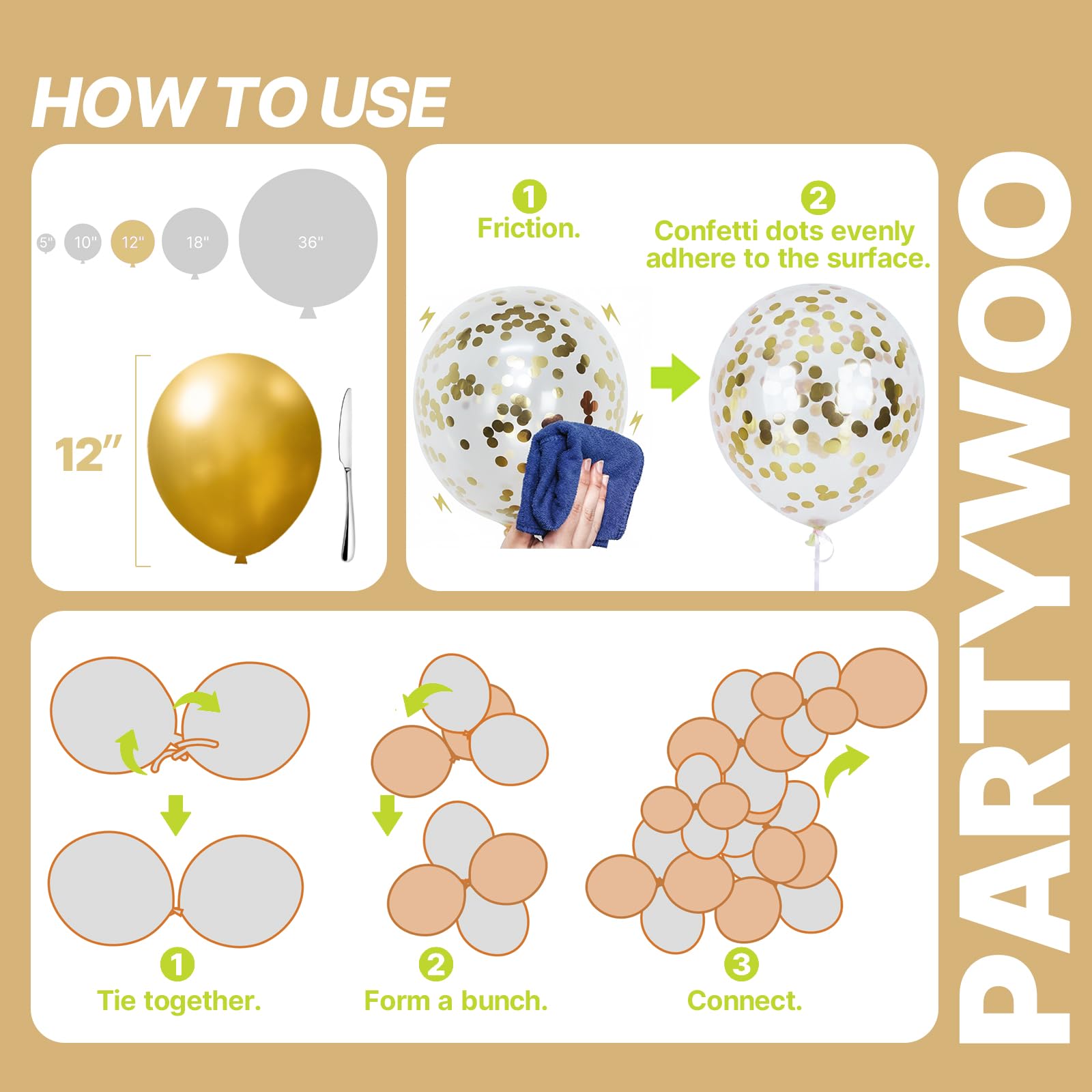 PartyWoo 66-Pack 12in Metallic Balloons – Blue, Silver, Gold, Purple, Pink, Rainbow