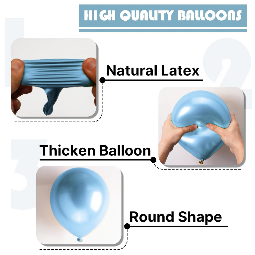 PartyWoo Metallic Blue Balloons | 50 Pcs, 12 Inch for Garland & Arch Decor