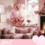 PartyWoo Valentine's Balloons - 15pc 18in Pink & Cream Boho Heart Foil Balloons