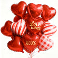 PartyWoo Valentine's Balloons 15pc 18in Foil Red Heart Set – XOXO & Love Wins