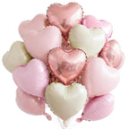 PartyWoo Valentine's Balloons - 15pc 18in Pink & Cream Boho Heart Foil Balloons