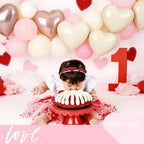 PartyWoo Valentine's Balloons - 15pc 18in Pink & Cream Boho Heart Foil Balloons