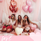 PartyWoo Valentine's Balloons - 15pc 18in Pink & Cream Boho Heart Foil Balloons