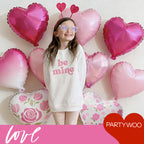 PartyWoo Valentine's Balloons 15pcs 18in Pink, Hot Pink & White Foil Heart Balloons – Romantic Decor for Valentine’s Day & More