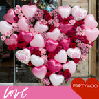 PartyWoo Valentine's Balloons 15pcs 18in Pink, Hot Pink & White Foil Heart Balloons – Romantic Decor for Valentine’s Day & More