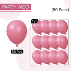 PartyWoo Mauve Balloons 50 Pcs, 12in – Dark Pink Boho Party Decor