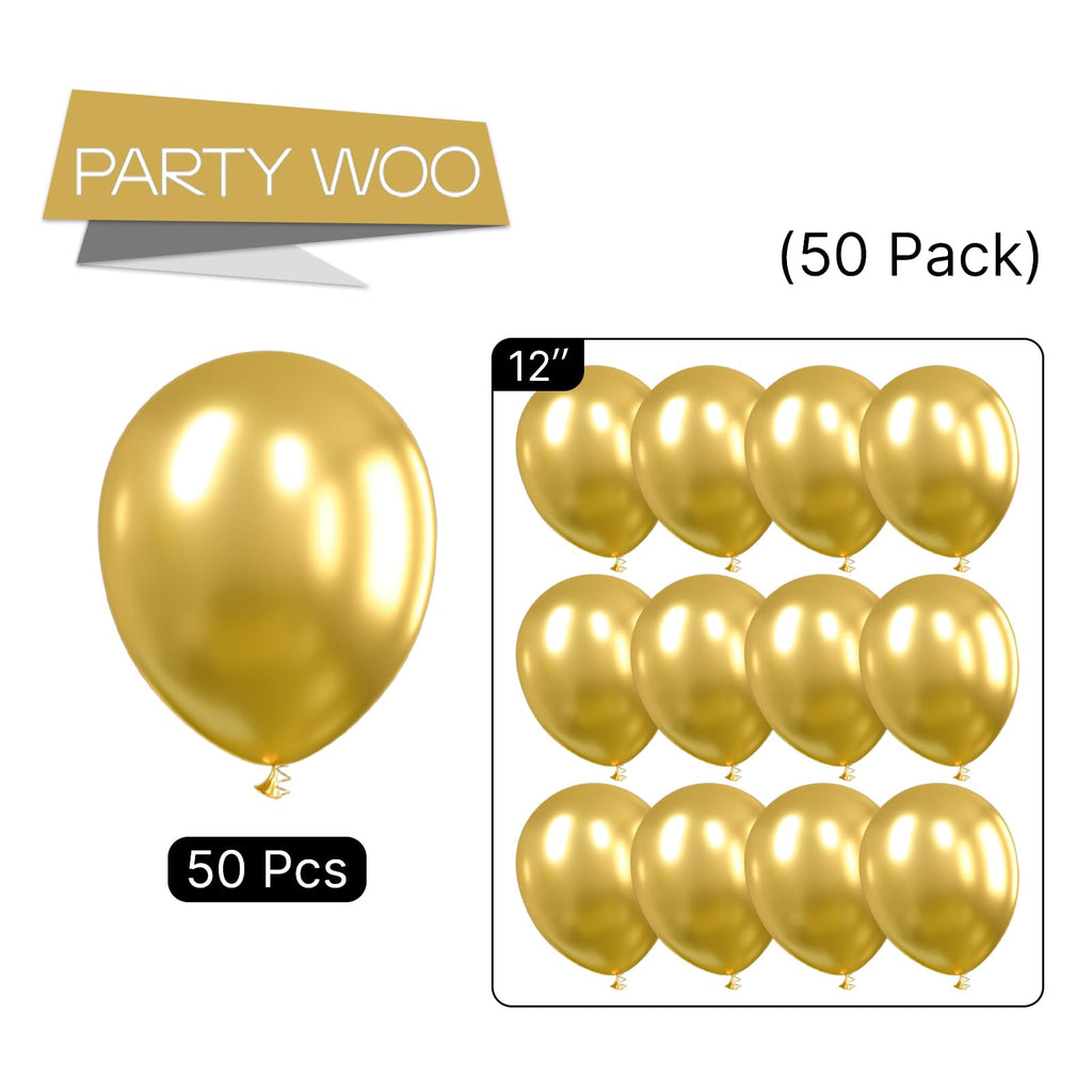 PartyWoo Gold Balloons – 50pc 12in Latex Balloons for Party Decor