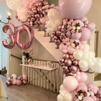 PartyWoo Dusty Pink Balloons 140pcs – 18/12/10/5in Latex Balloons for Birthday, Baby Shower, Graduation, Bachelorette Decorations Pink-F54