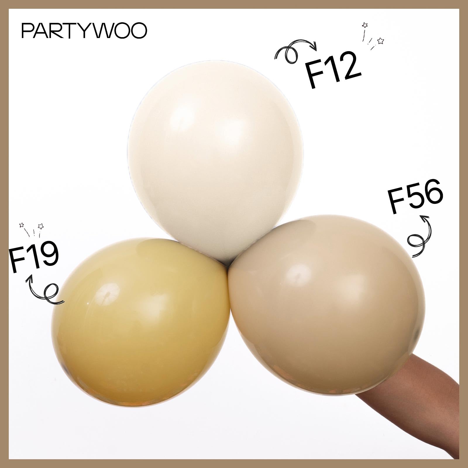 PartyWoo Cream Balloons 50 Pcs - 12in Beige Ivory Neutral Latex for Weddings & Celebrations