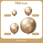 PartyWoo Metallic Gold Balloons 152pcs – Arch Kit for Weddings & Parties