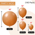 PartyWoo Tan Balloons 140 Pcs Boho Neutral Latex Arch Kit – 18/12/10/5 Inch for Birthday, Safari & Baby Shower