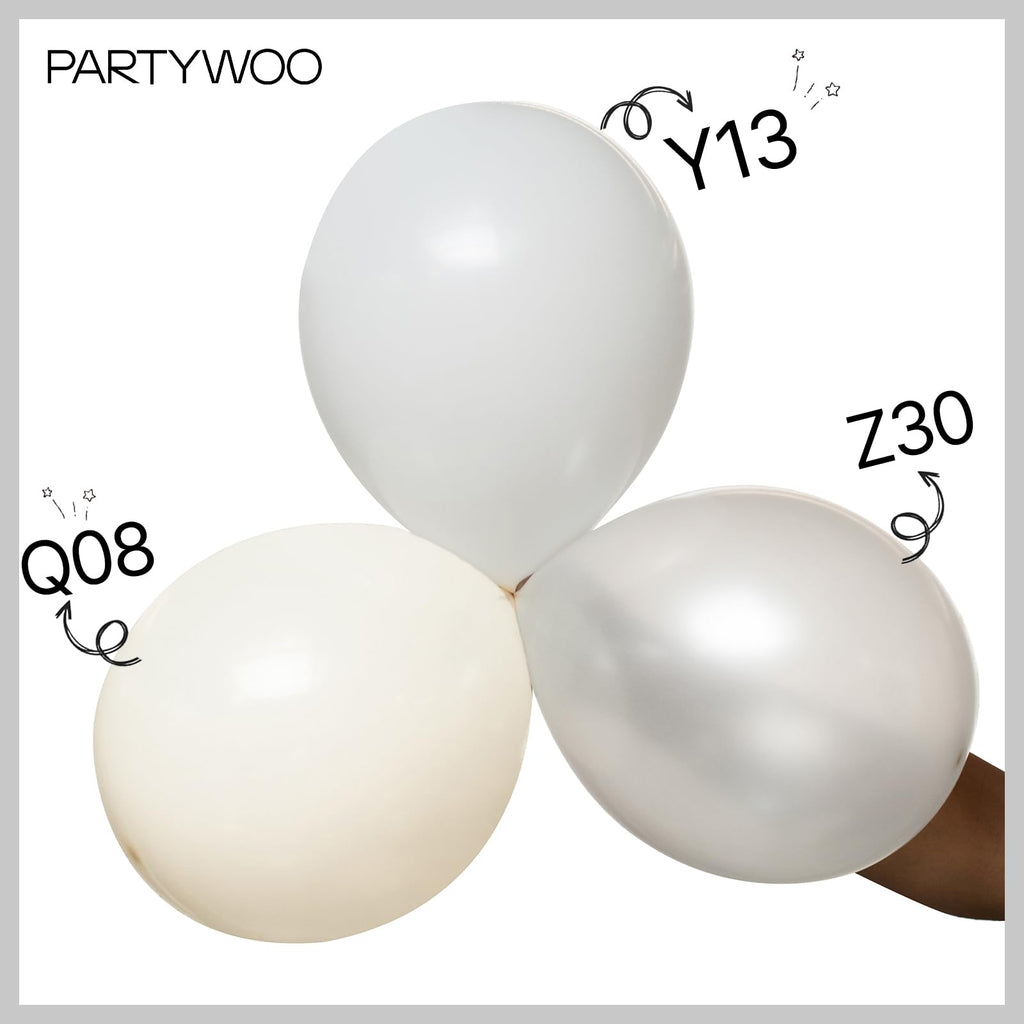 PartyWoo Pearl White Balloons 50pcs 12in | Metallic Latex for Weddings & Celebrations