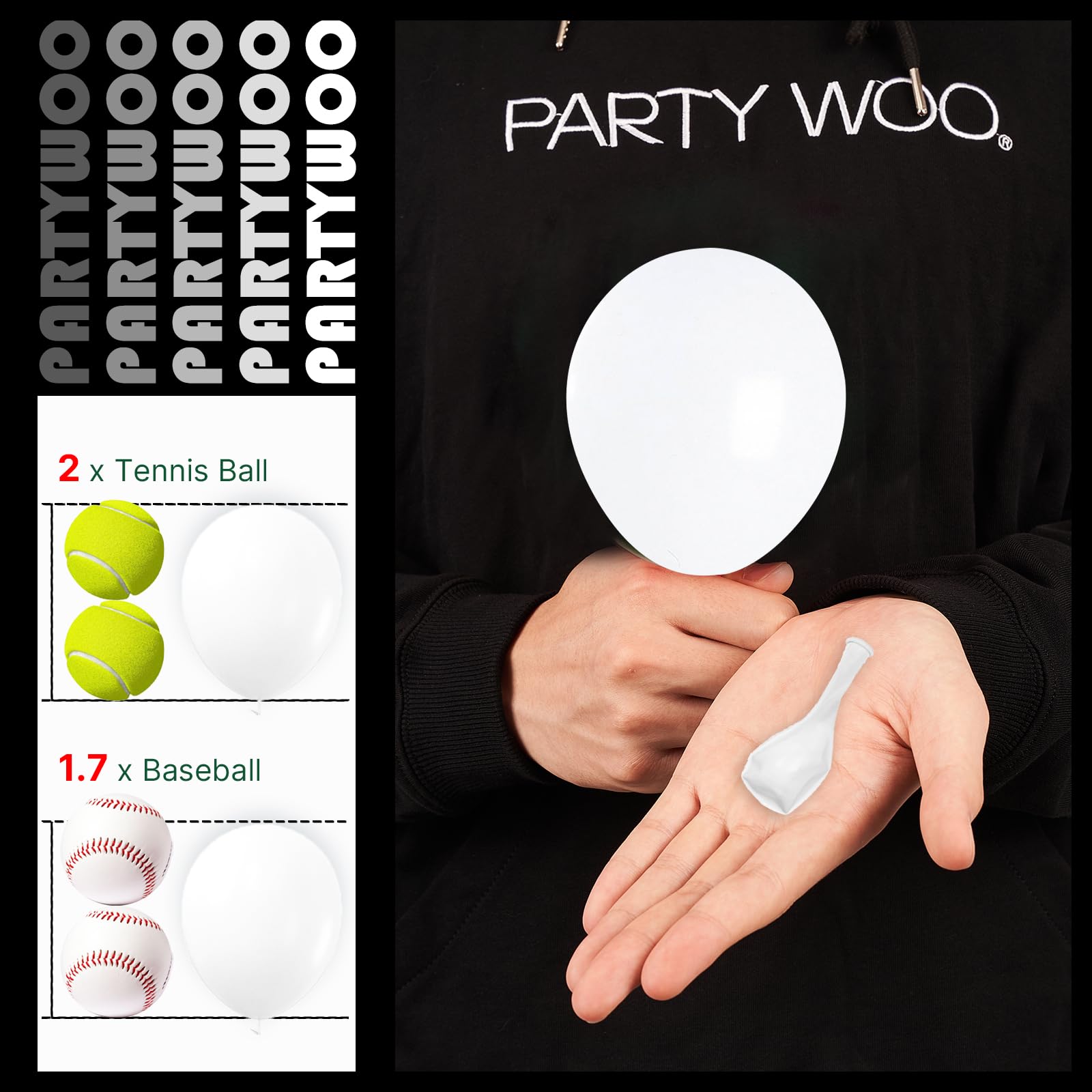 PartyWoo Balloons - 50 Pack 5-Inch Matte White Balloons for Weddings & Parties