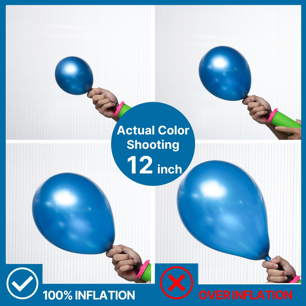 PartyWoo Metallic Blue Balloons 50 Pcs | 12in Chrome Latex Balloons for Weddings & Parties