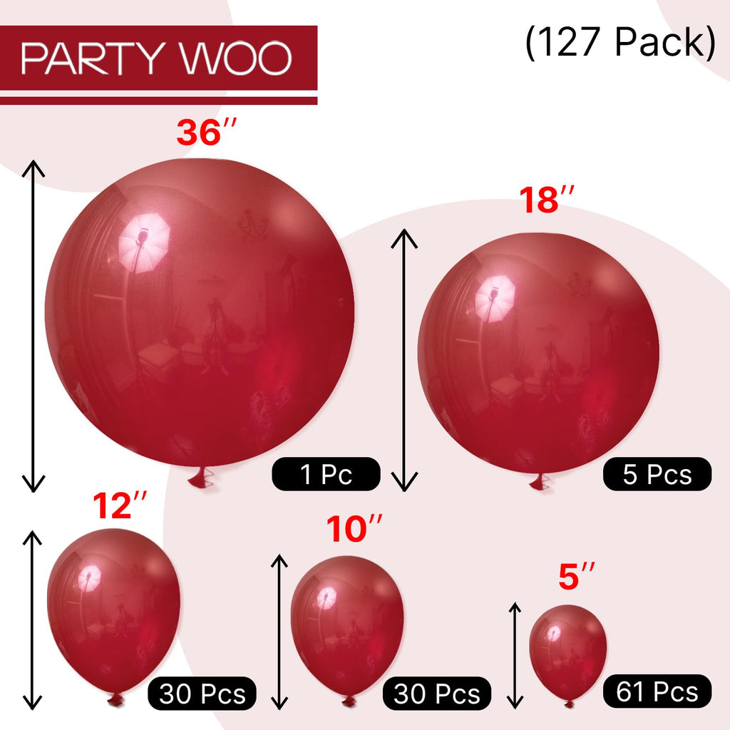 PartyWoo Maroon Balloons 127 Pcs – Arch Kit for Weddings & Parties