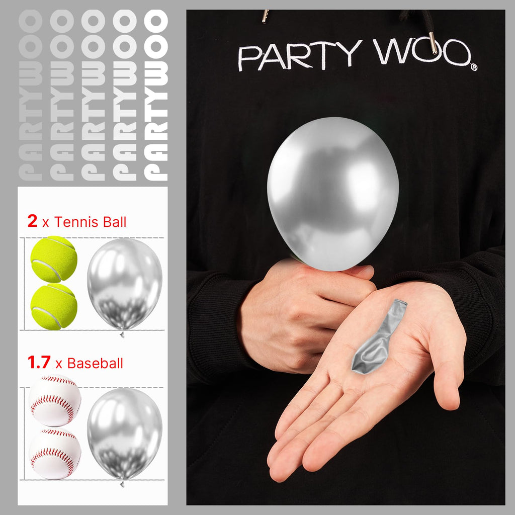 PartyWoo 50pcs Silver Metallic Balloons - 5inch for Garland or Arch | Birthday & Wedding Decor