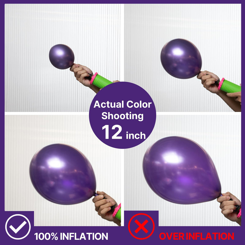 PartyWoo Metallic Purple Balloons – 50pcs, 12-inch Chrome Latex for Mardi Gras, Weddings & Parties