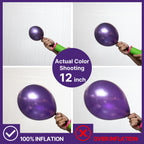 PartyWoo Metallic Purple Balloons – 50pcs, 12-inch Chrome Latex for Mardi Gras, Weddings & Parties