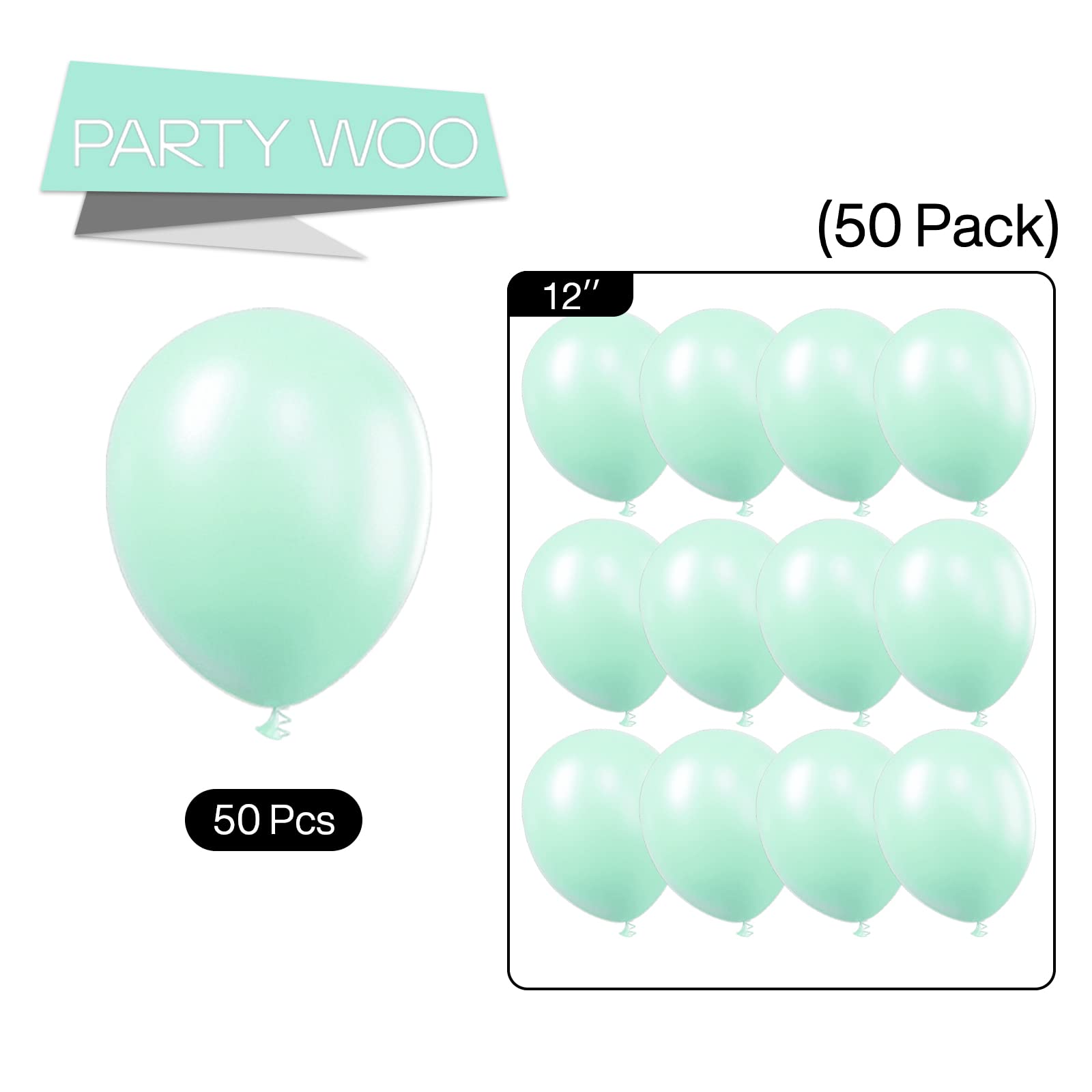 PartyWoo Teal Balloons – 50 Pack 12in Pastel Teal Turquoise for Celebrations