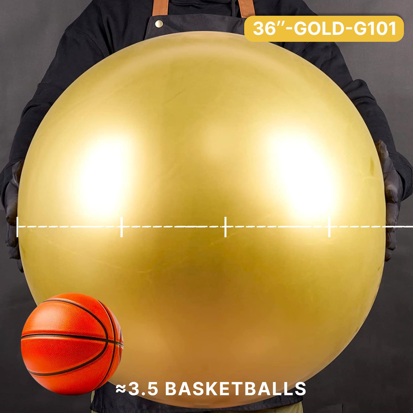 PartyWoo Metallic Gold Balloons 36-Inch Jumbo 4-Pack | Chrome Gold Latex Balloons for Graduation, Baby Shower & Parties