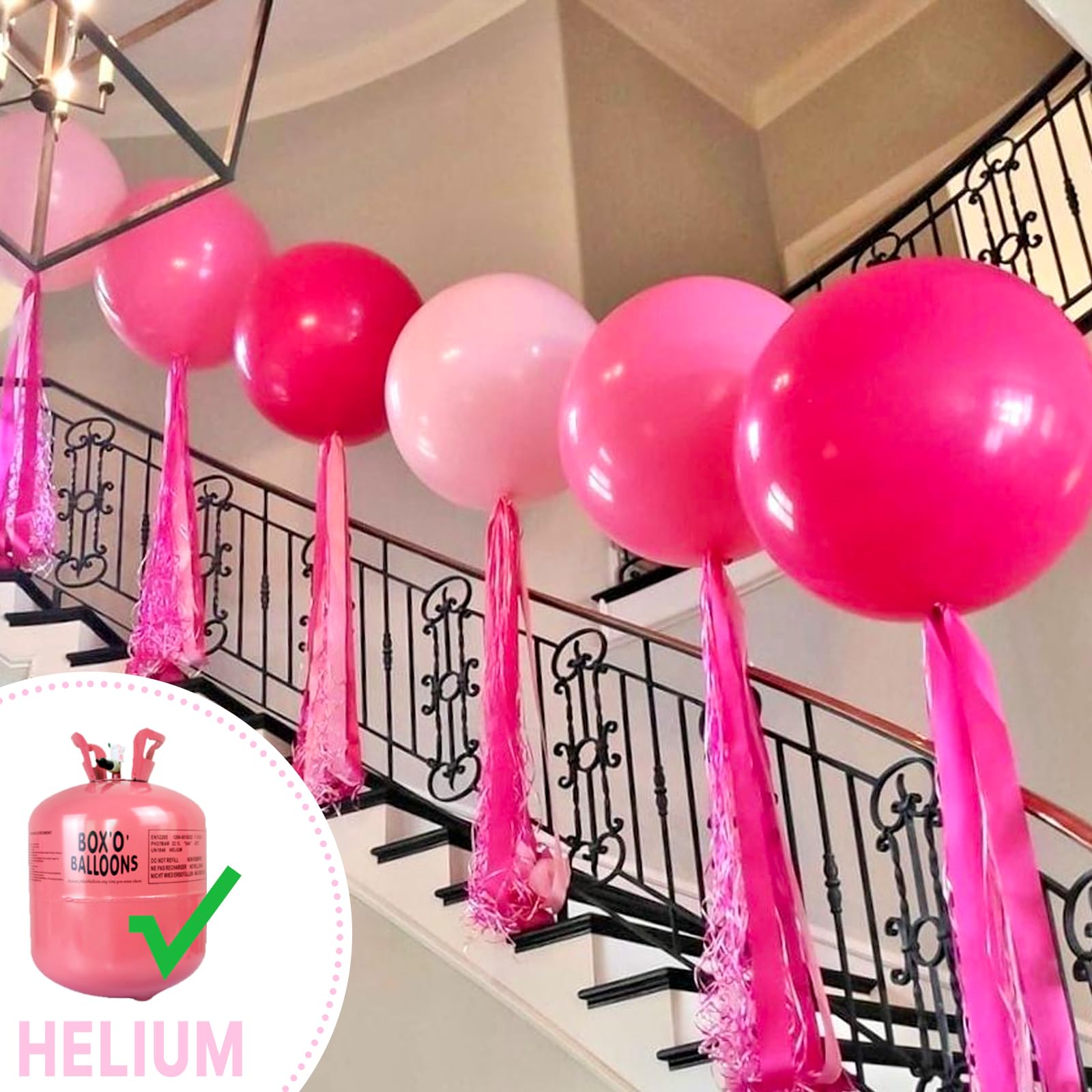 PartyWoo Baby Pink 36in Balloons – 4pc Pastel Latex for Baby Showers & Celebrations