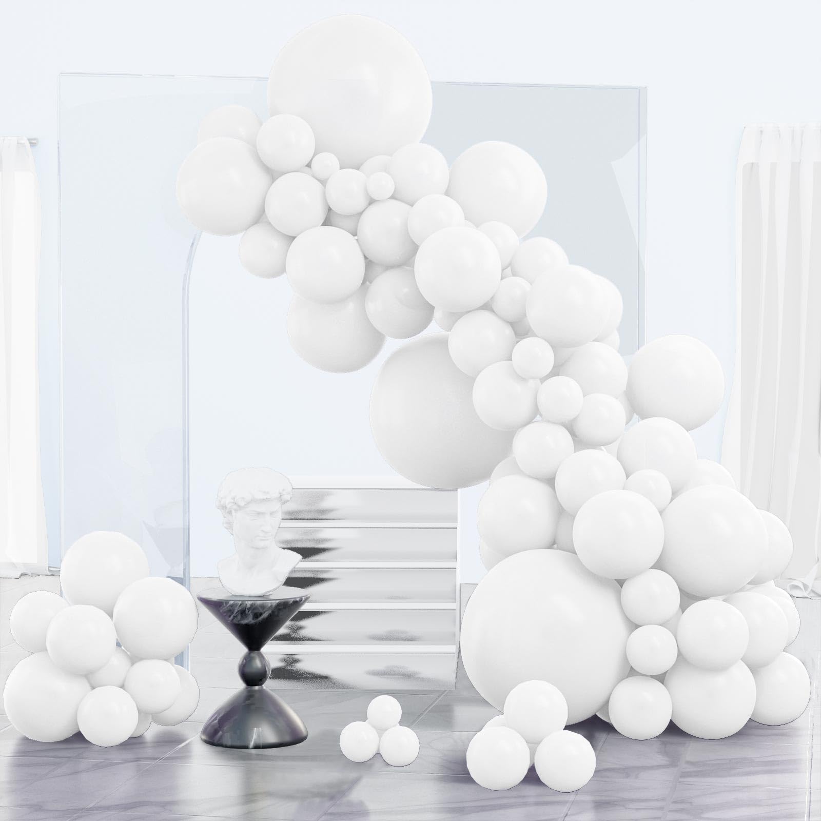 PartyWoo White Balloons 85 Pcs – Matte Latex Arch Kit for Weddings & Parties