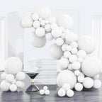 PartyWoo White Balloons - 100pcs Matte Latex Arch Kit (18/12/10/5in) for Weddings & Celebrations