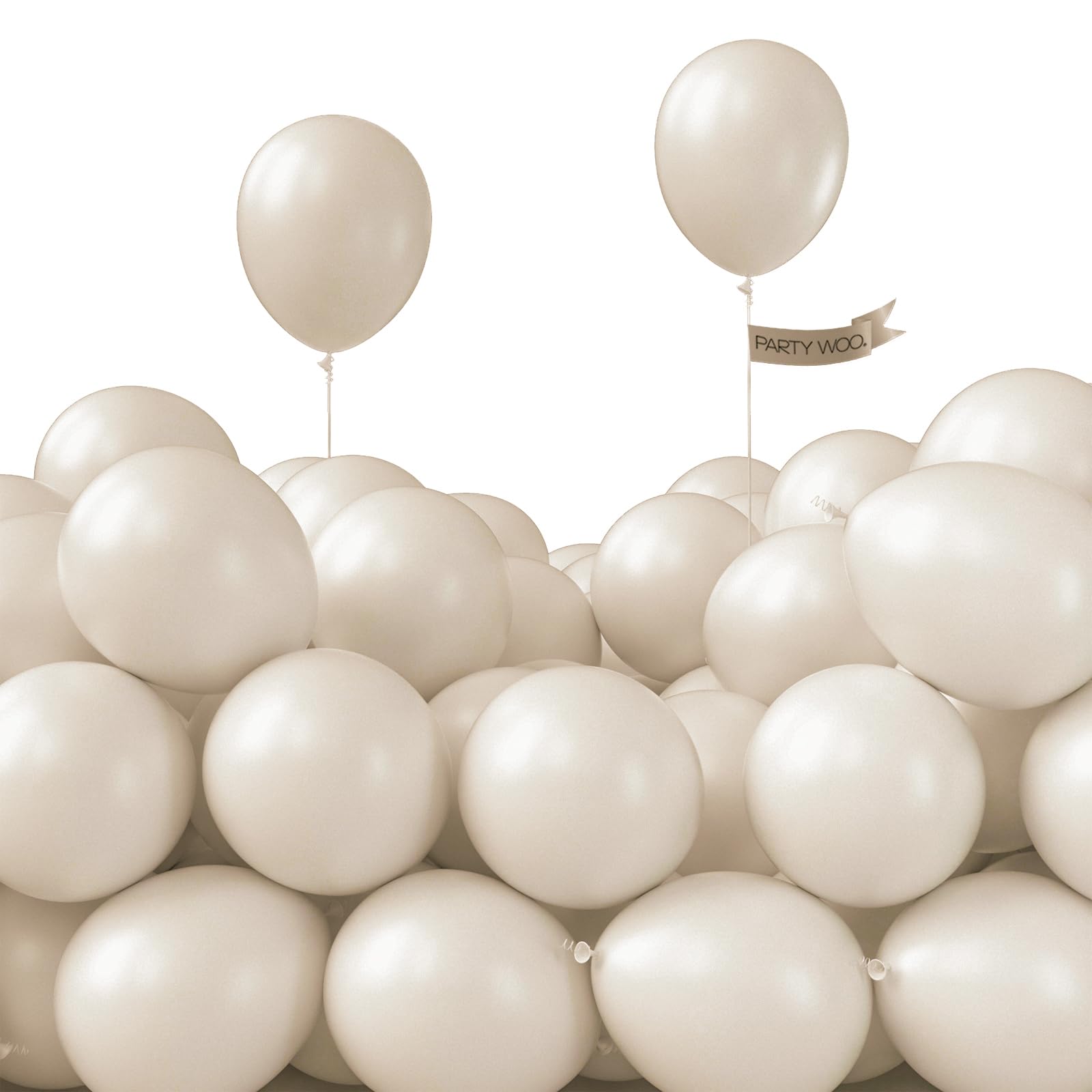 PartyWoo White Sand Balloons – 50pcs, 5in Latex Mini Ivory Cream for Weddings & Parties