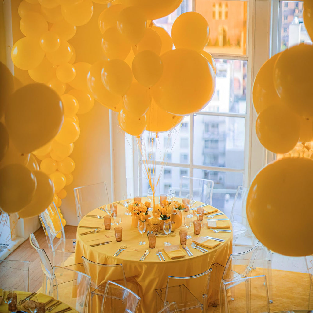 PartyWoo Mustard Yellow Balloons 100pcs | Assorted Sizes 36, 18, 12, 10 & 5 Inch