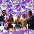 Pasiihol Happy 23 Birthday Decorations — Purple Banner & 40-Inch Balloon Numbers
