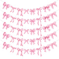 Pasimy 5Pcs Pink Bow Garland Banner – Coquette Party Decorations for Baby Shower & Wedding