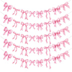 Pasimy 5Pcs Pink Bow Garland Banner – Coquette Party Decorations for Baby Shower & Wedding