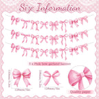 Pasimy 5Pcs Pink Bow Garland Banner – Coquette Party Decorations for Baby Shower & Wedding