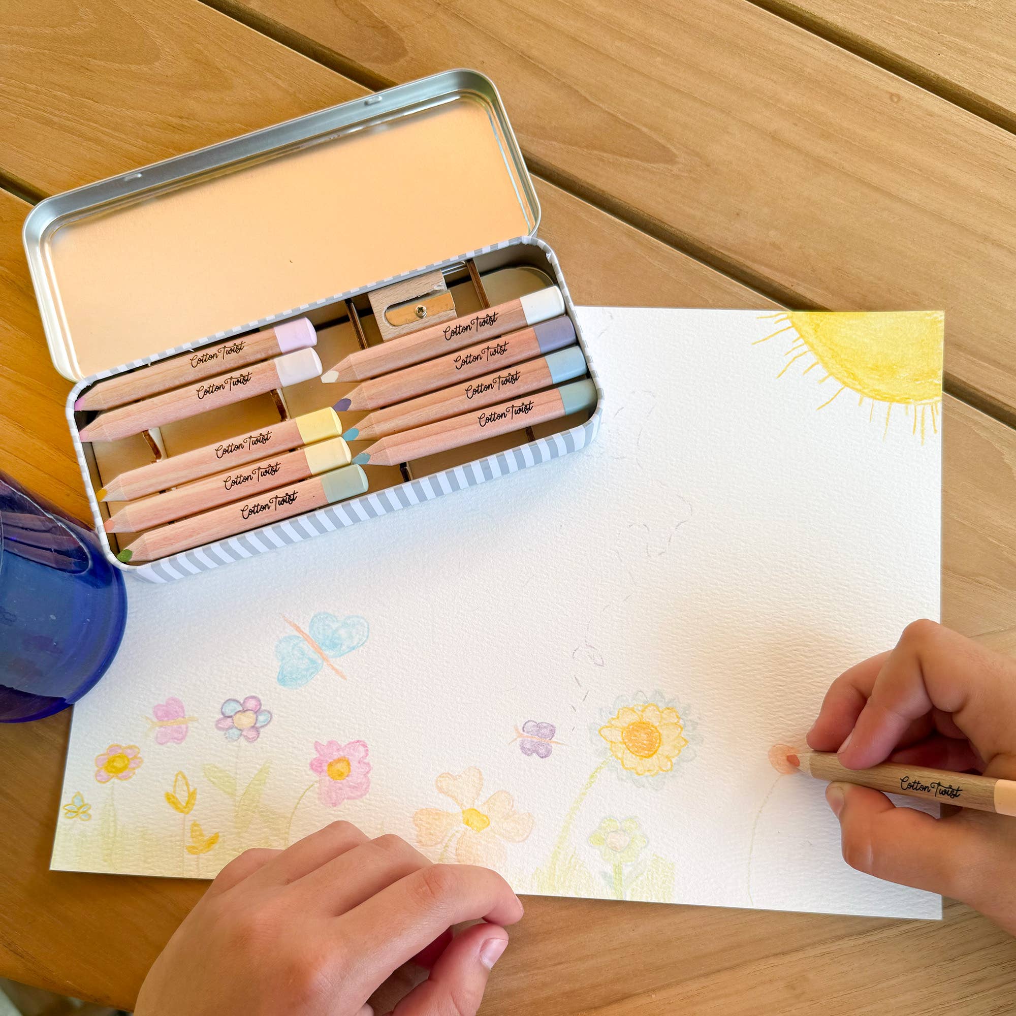 Pastel Mix Watercolour Pencils Gift Set in Reusable Tin
