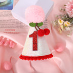 PATRDIO Cherry 1st Birthday Hat – Pink Glitter Crown for Girls | Fruit Theme Party Decor