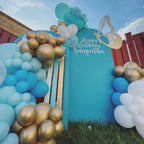 PATYDECRO Blue Gold White Latex Balloons – 50 Pack, 12in