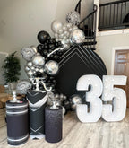 PATYDECRO Black & Silver Latex Balloons – 50pcs, 12-Inch with Ribbon